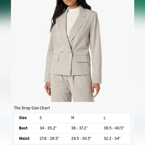 The Drop Heater Cream Liza Relaxed Single-Breasted Blazer Size Large NWT - Picture 8 of 10